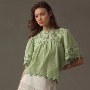 NWOT Forever That Girl Crochet Yoke Blouse